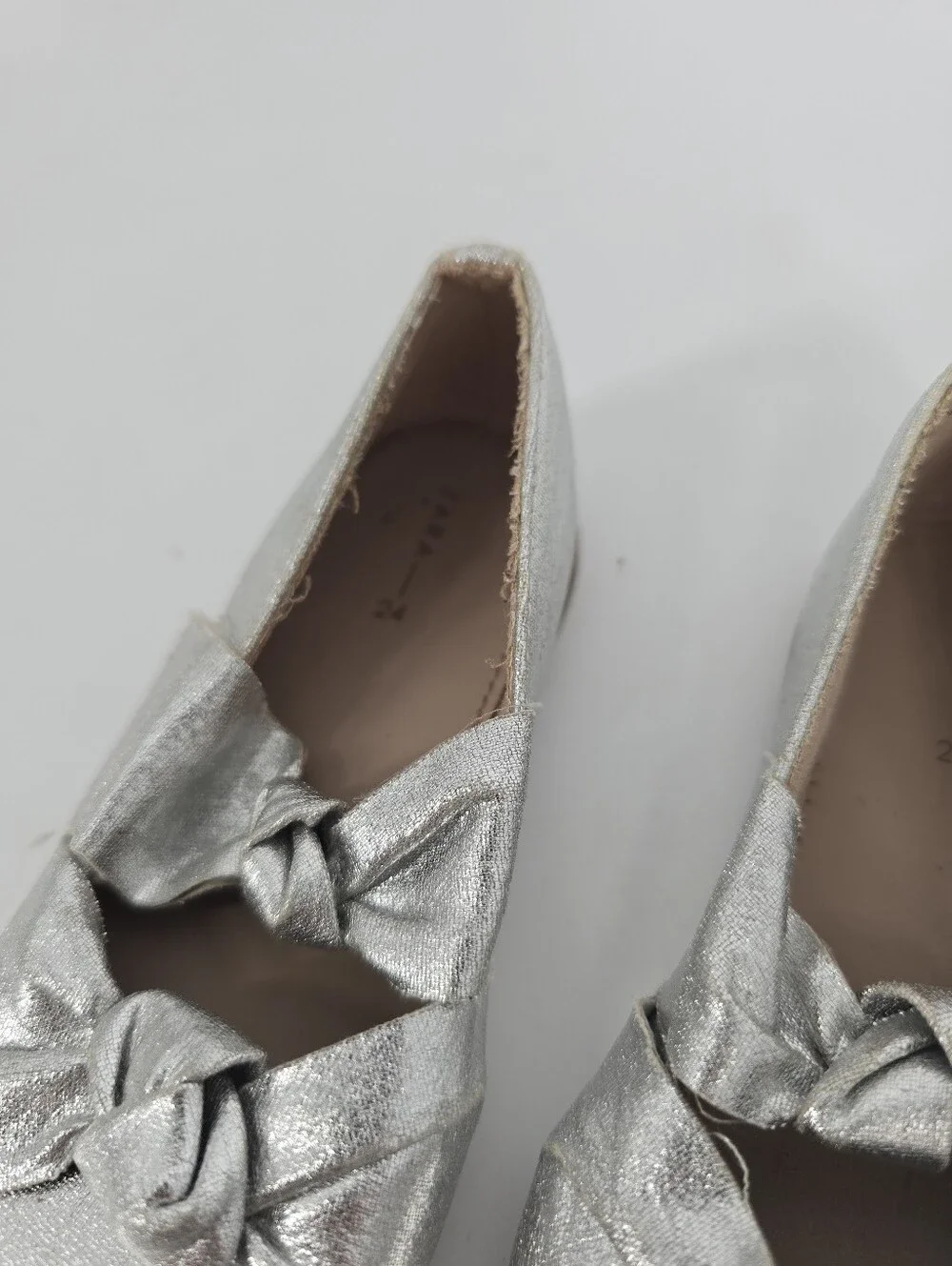 Zara Baby Silver Dress Flats Mary Jane Knot Size 24 US Size 8